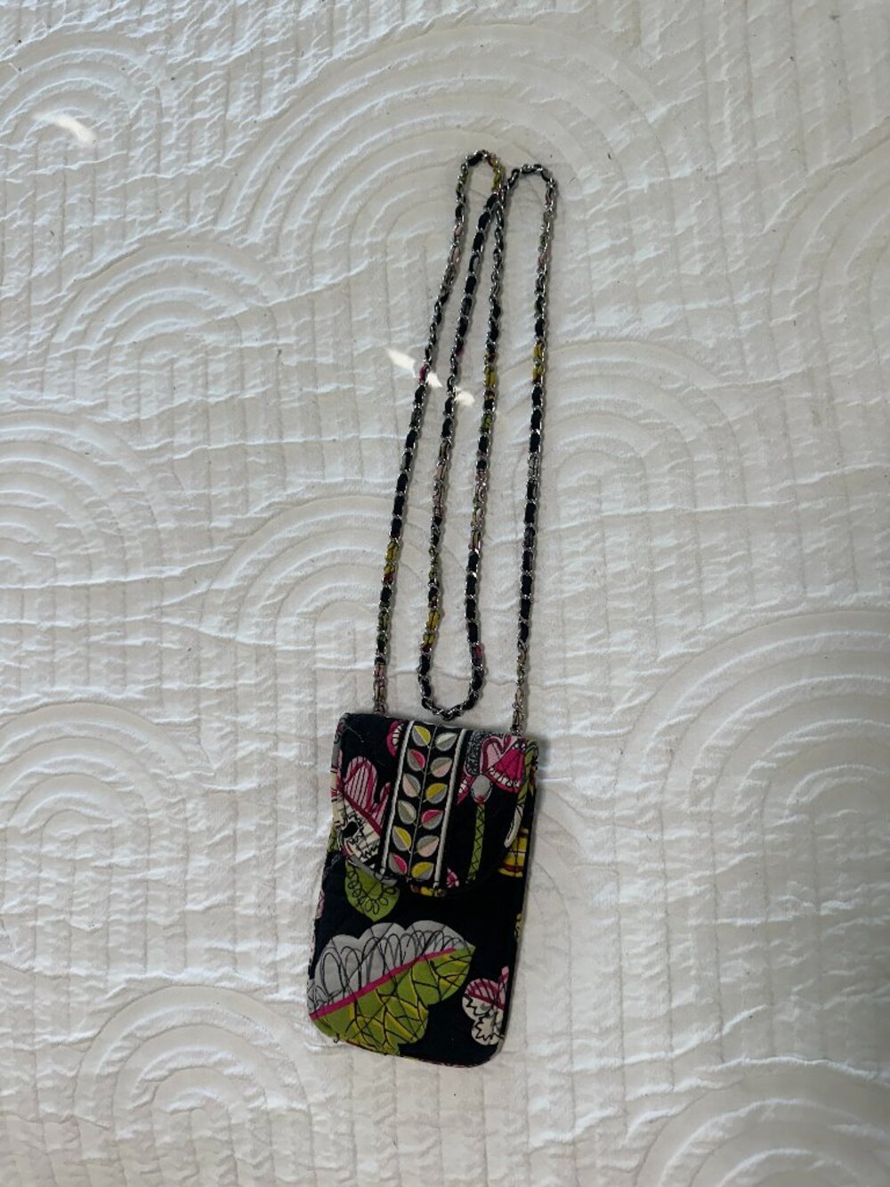 Vintage Vera Bradley Black Pink Floral Cell Phone Crossbody